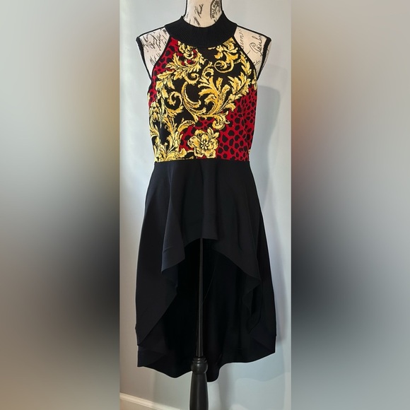 🌟 🌟NY & Co 7th Ave High-Low Halter Tunic Blouse - Yellow, Red, Black🌟🌟 - Picture 2 of 15